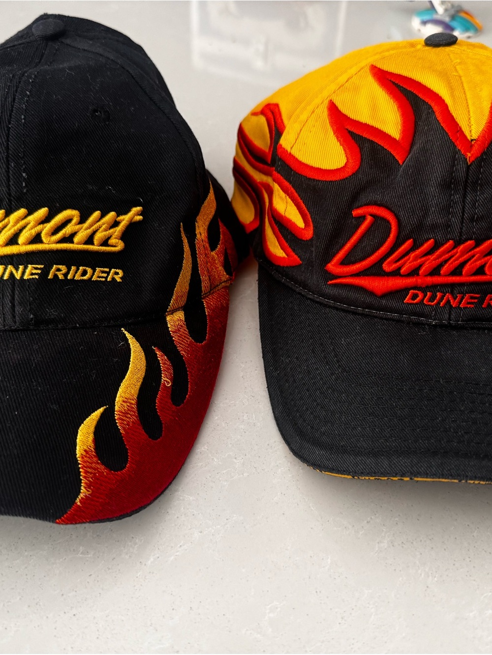 Dumont Dune Rider Flame Embroidered Cap - Black & Yellow vintage baseball hat